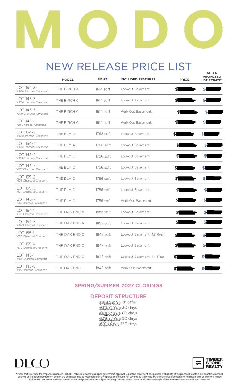 MODO-Price-Lists